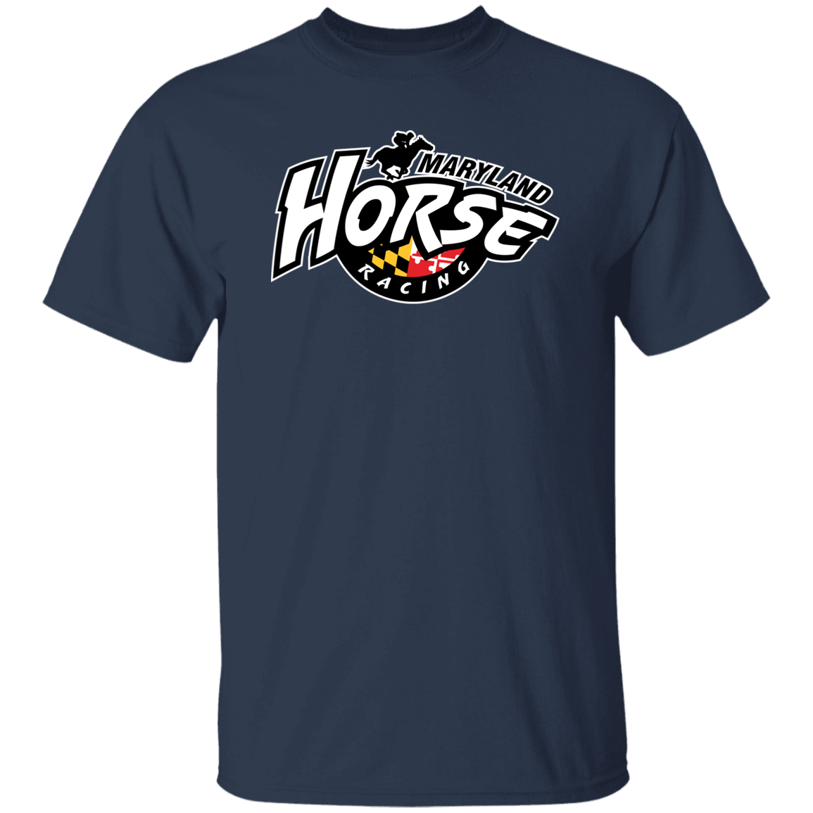 horse racing t shirt blue