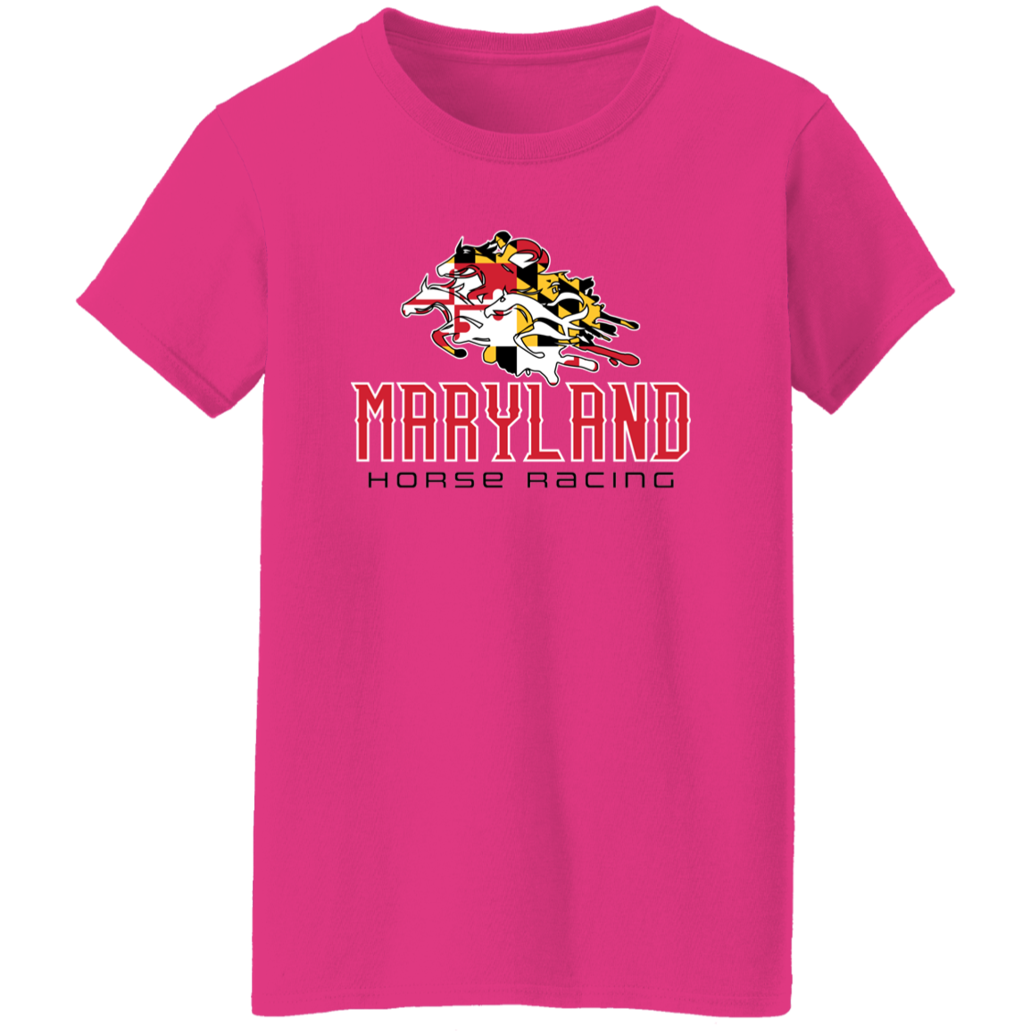 Womens Maryland Flag Horse Racing Tshirt