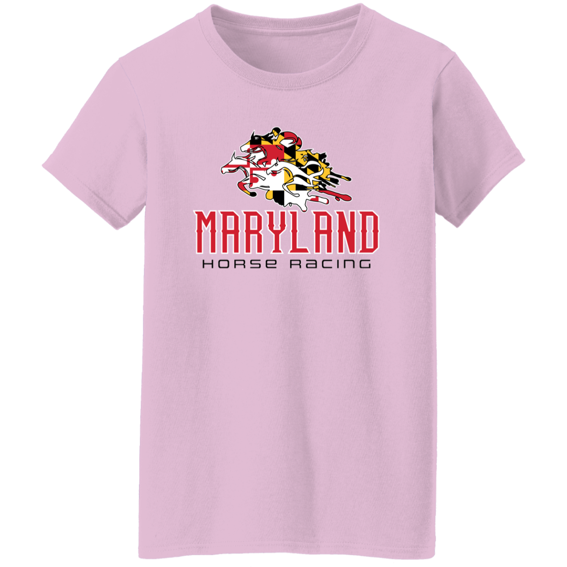 Womens Maryland Flag Horse Racing Tshirt