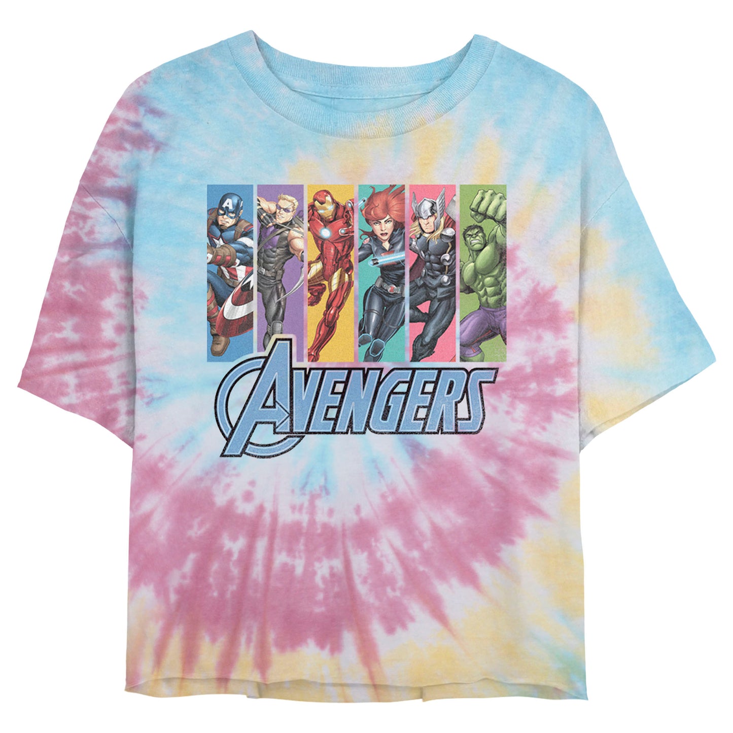 Junior's Marvel Avengers Unite Tie-Dye Swirl T-Shirt