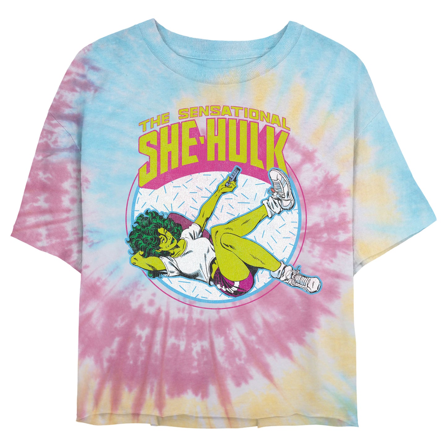 Junior's Marvel SHE HULK Tie-Dye Swirl T-Shirt